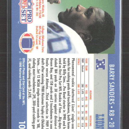 1990 Pro Set Barry Sanders #102