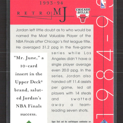 1998 Upper Deck Retro MJ Mr. June Michael Jordan #49