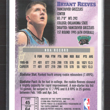 1996 Topps Finest Gladiators Bryant Reeves #G4