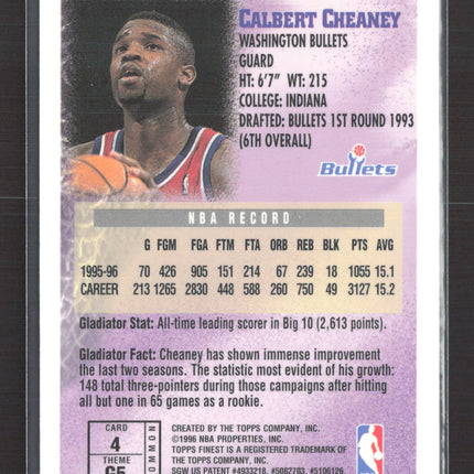 1996 Topps Finest Gladiators Calbert Cheaney #G5