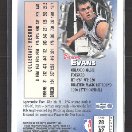 1996 Topps Finest Apprentices Brian Evans #28