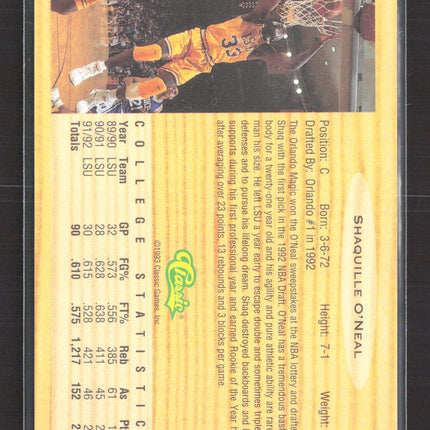 1993 Classic Draft Picks Shaquille O'Neal #104
