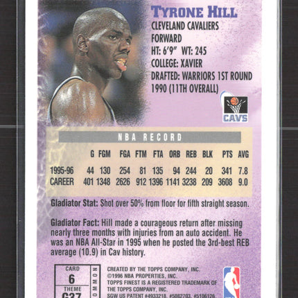 1996 Topps Finest Gladiators Tyrone Hill #G37 With Coating
