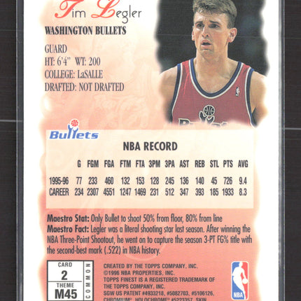 1996 Topps Finest Maestros Tim Legler #M45 Refractor