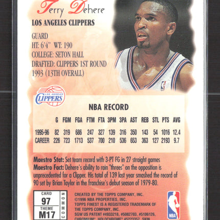 1996 Topps Finest Maestros Terry Dehere #97 With Coating