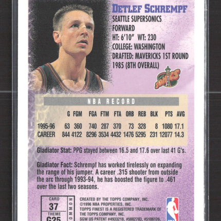 1995 Topps Finest Gladiators Detlef Schrempf #G25