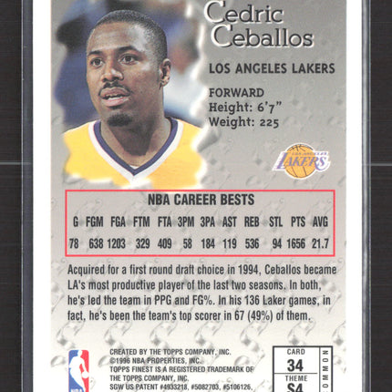 1996 Topps Finest Sterling Cedric Ceballos #34