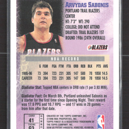 1996 Topps Finest Gladiators Arvydas Sabonis #G3