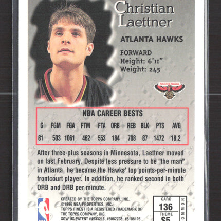 1996 Topps Finest Sterling Christian Laettner #136