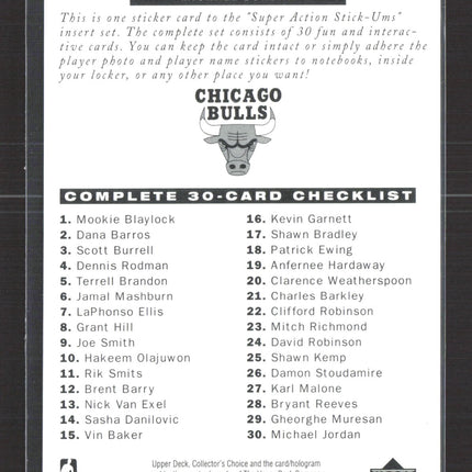 1996 Upper Deck Collector's Choice Super Action Stick-Ums Michael Jordan #S30