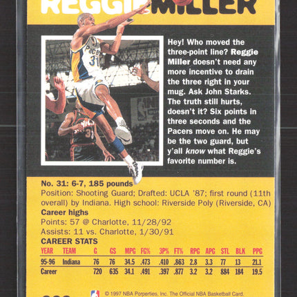 1997 SkyBox Hoops Slam Trey Cool Reggie Miller #322