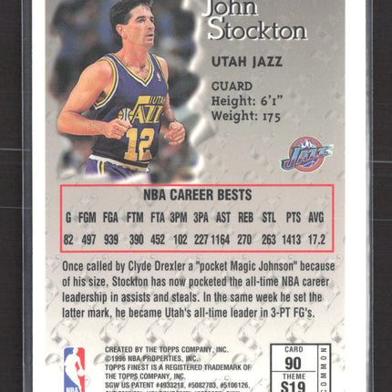 1996 Topps Finest Sterling John Stockton #90 With Coating