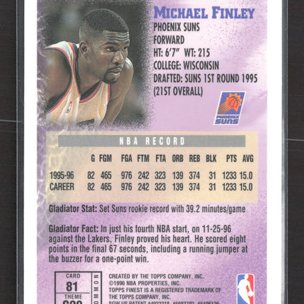 1996 Topps Finest Gladiators Michael Finley #G29 Refractor