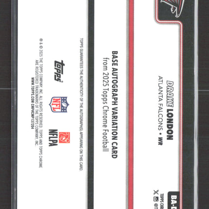 2025 Topps Chrome Football Drake London #BA-DL Blue 072/150 Auto