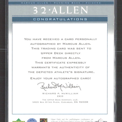 2000 Upper Deck NFL Legends Marcus Allen #MA Auto