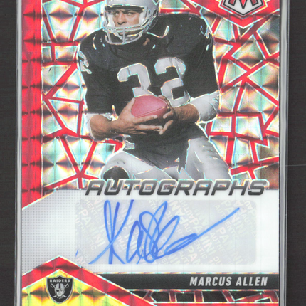2025 Panini Mosaic Prizm Football Marcus Allen #AMC-MAN Red Auto