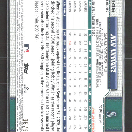 2026 Topps Series One Julio Rodríguez #146 Green AZ Pattern /99