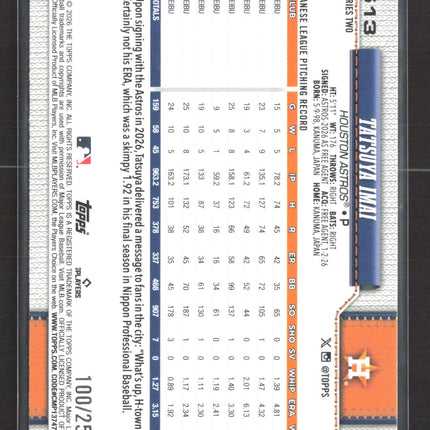 2026 Topps Series Two Tatsuya Imai #513 Purple RC /250