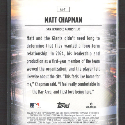 2025 Topps Home Field Advantage Matt Chapman #HA-11