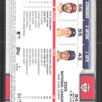 2026 Topps Series One Kyle Schwarber Shohei Ohtani Juan Soto #84 04/50
