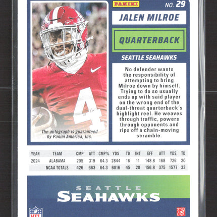 2025 Panini Score Jalen Milroe #29 RC Auto