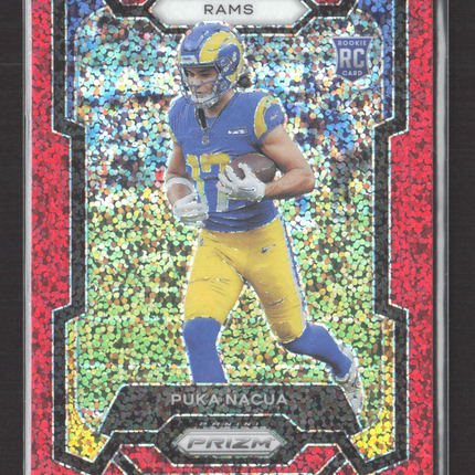 2023 Panini Prizm Puka Nacua #357 Red Sparkle RC