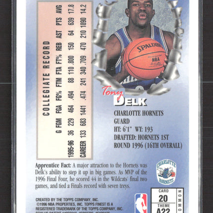 1996 Topps Finest Apprentices Tony Delk #20
