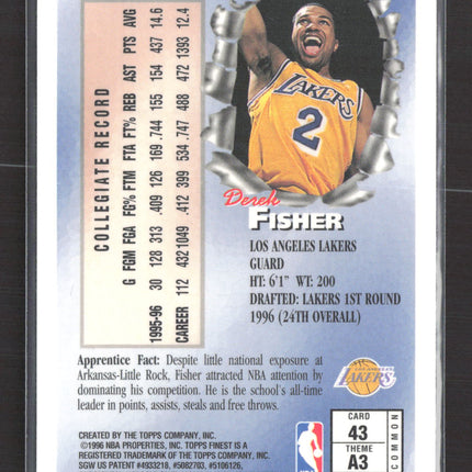 1996 Topps Finest Apprentices Derek Fisher #43