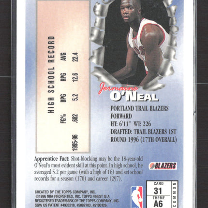 1996 Topps Finest Apprentices Jermaine O'Neal #31