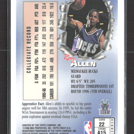 1996 Topps Finest Apprentices Ray Allen #22
