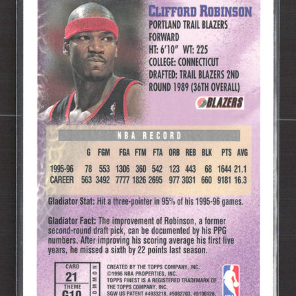 1996 Topps Finest Gladiators Clifford Robinson #G10