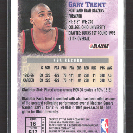 1996 Topps Finest Gladiators Gary Trent #G17
