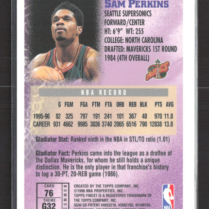 1996 Topps Finest Gladiators Sam Perkins #G32