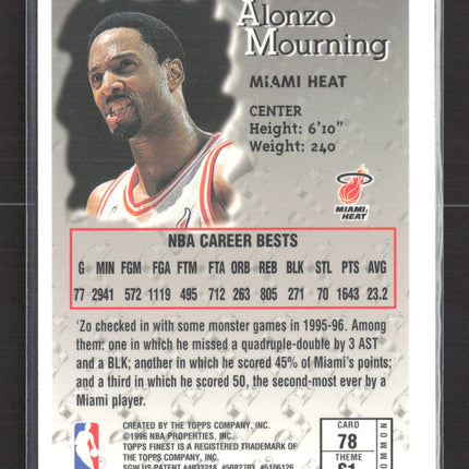 1996 Topps Finest Sterling Alonzo Mourning #78