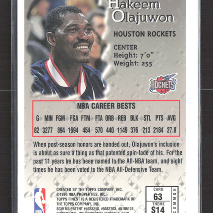 1996 Topps Finest Sterling Hakeem Olajuwon #63