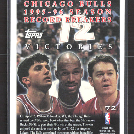 1996 Topps Record Breakers Chicago Bulls #72
