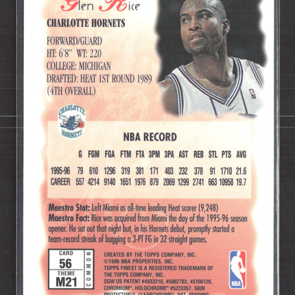 1996 Topps Finest Maestros Glen Rice #M21