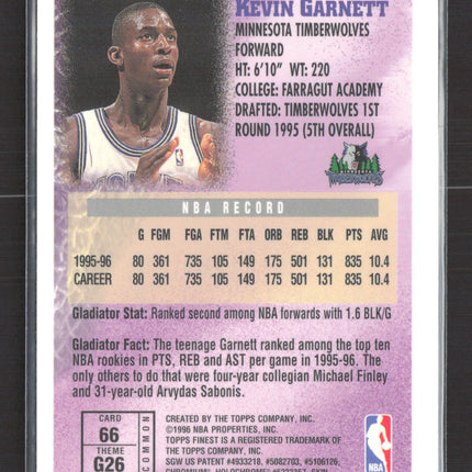 1996 Topps Finest Gladiators Kevin Garnett #G26