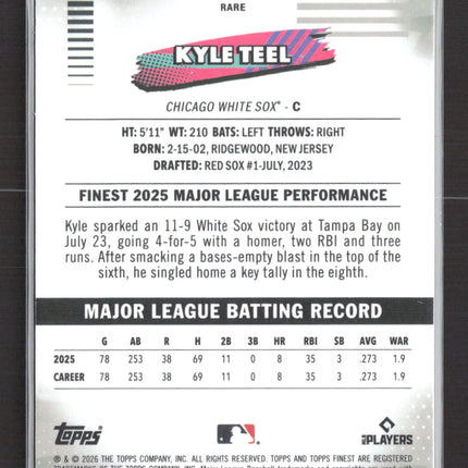 2026 Topps Finest Kyle Teel #267 Pink 179/260 RC