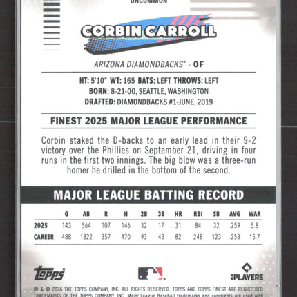2026 Topps Finest Corbin Carroll #153 Gold Refractor 09/50