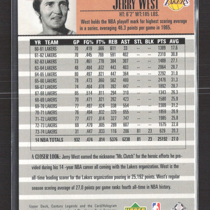 1999 Upper Deck Century Legends Jerry West #11