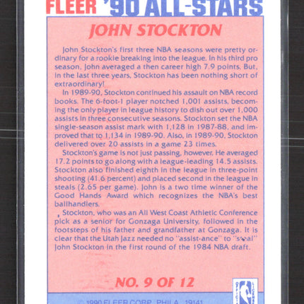 1990 Fleer '90 All-Stars John Stockton #9 of 12