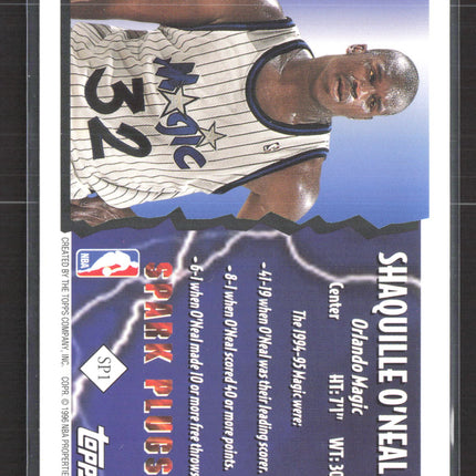 1996 Topps Spark Plugs Shaquille O'Neal #SP1