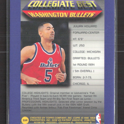 1995 Topps Finest Collegiate Best Juwan Howard #259 With Coating