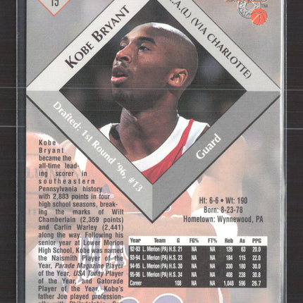 1996 The Score Board Basketball Rookies Kobe Bryant #15
