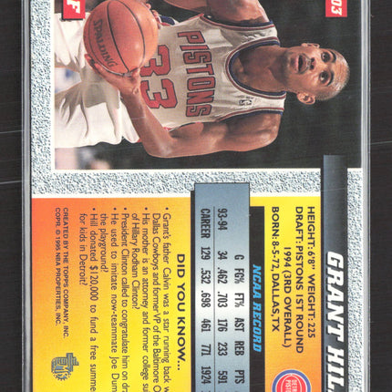 1995 Topps Flair Grant Hill #103