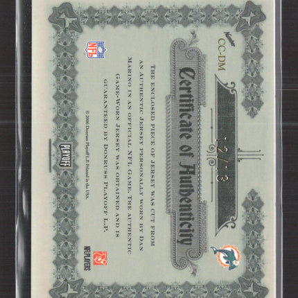 2006 National Treasures Dan Marino #CC-DM Game-Worn Prime Jersey /13 Auto