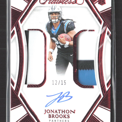 2025 Flawless Jonathon Brooks #RDPA-JBS 12/15 Rookie Dual Patch Auto