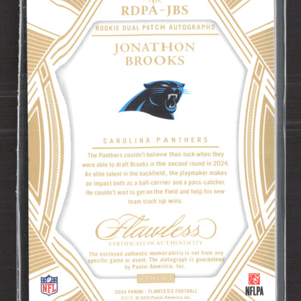 2025 Flawless Jonathon Brooks #RDPA-JBS 12/15 Rookie Dual Patch Auto