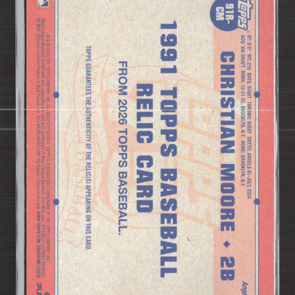 2026 Topps Series 1 1991 Topps Baseball Relic Christian Moore #91R-CM Patch RC